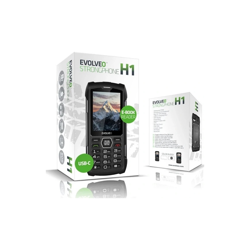 Evolveo - StrongPhone H1 wasserdichtes Dual-SIM-Telefon schwarz/silber