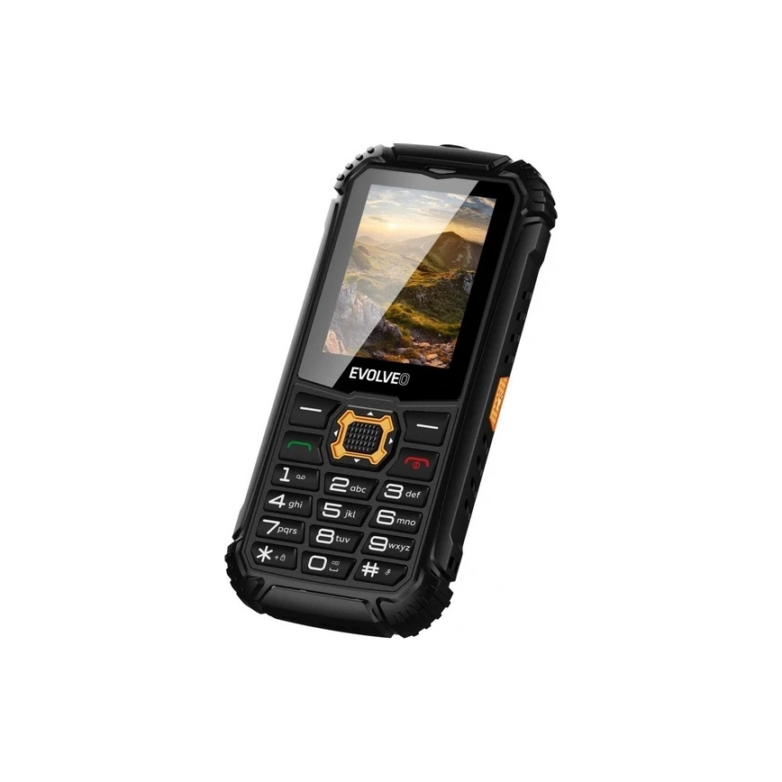 Evolveo - StrongPhone Q1, telefono Dual SIM impermeabile, nero/arancione