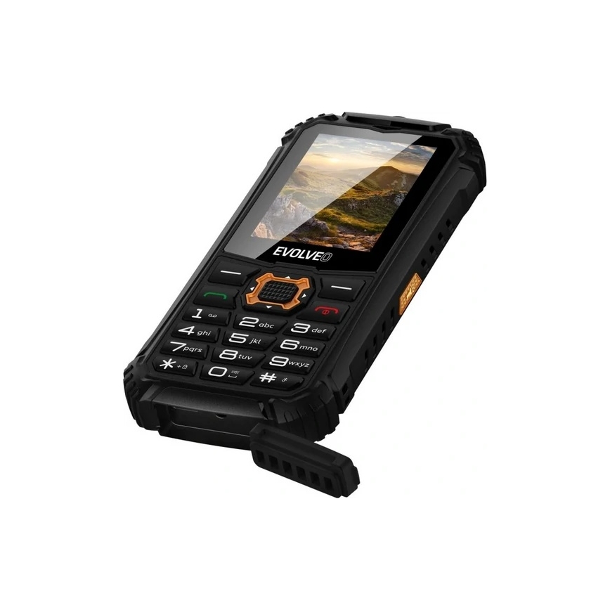 Evolveo - StrongPhone Q1, telefono Dual SIM impermeabile, nero/arancione