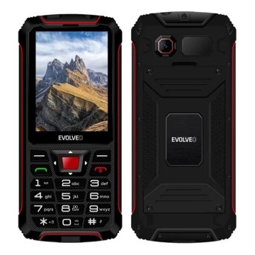Evolveo - StrongPhone W4, telefono Dual SIM impermeabile, nero-rosso