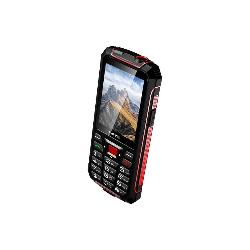 Evolveo - StrongPhone W4, telefono Dual SIM impermeabile, nero-rosso