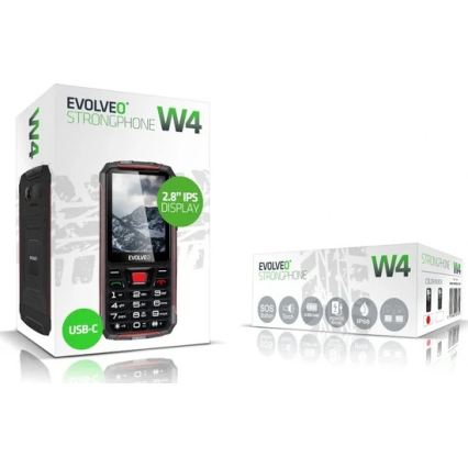 Evolveo - StrongPhone W4, wasserdichtes Dual-SIM-Telefon, schwarz - rot