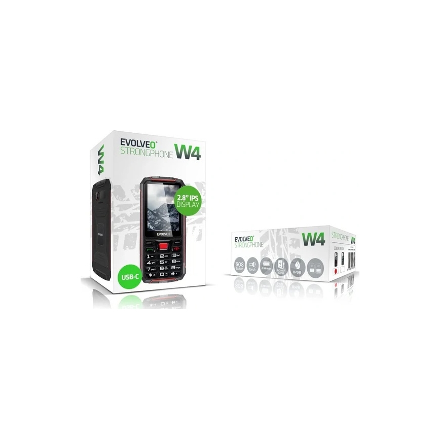 Evolveo - StrongPhone W4, wasserdichtes Dual-SIM-Telefon, schwarz - rot