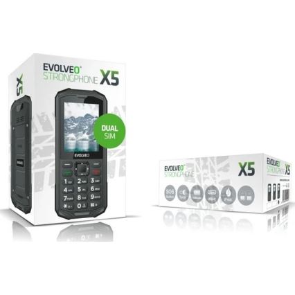 Evolveo - StrongPhone X5 wasserdichtes Dual-SIM-Telefon schwarz/grau