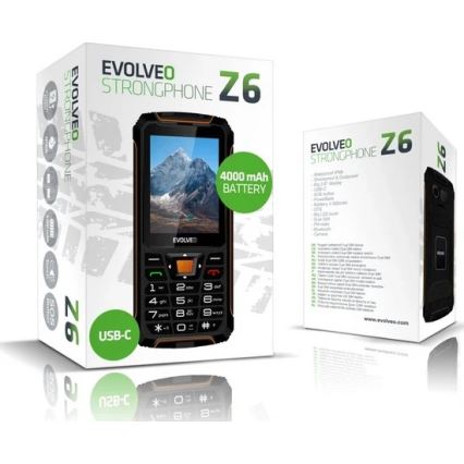 Evolveo - StrongPhone Z6, telefono Dual SIM impermeabile nero/arancione