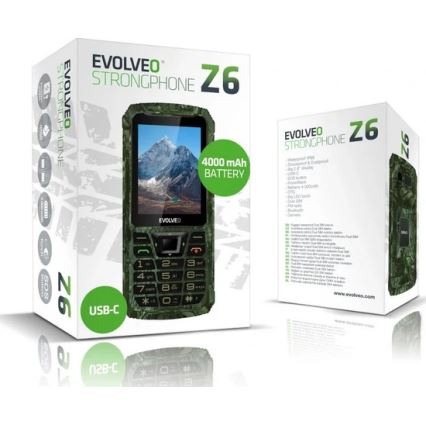 Evolveo - StrongPhone Z6, téléphone étanche à double SIM, camouflage de chasse