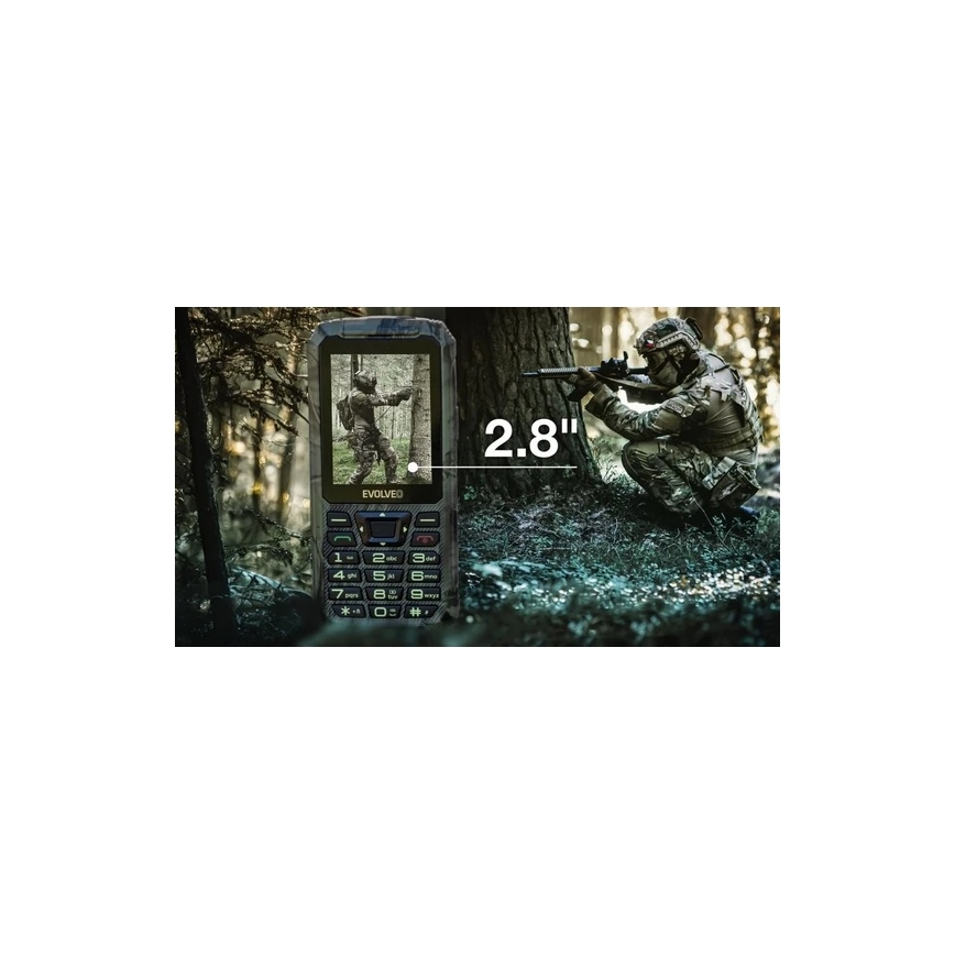 Evolveo - StrongPhone Z6, téléphone étanche à double SIM, camouflage de chasse