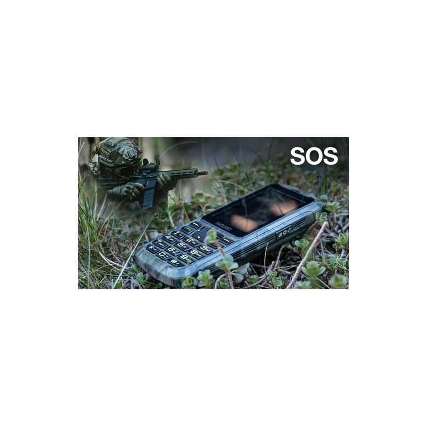 Evolveo - StrongPhone Z6, téléphone étanche à double SIM, camouflage de chasse