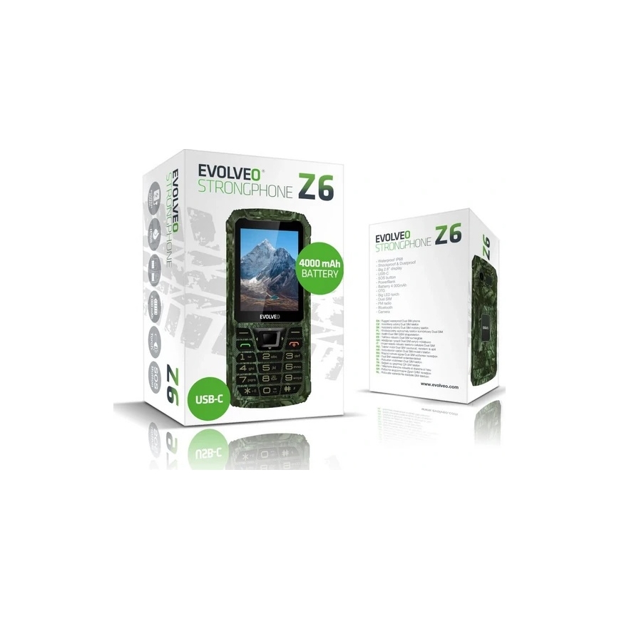 Evolveo - StrongPhone Z6, téléphone étanche double SIM, camouflage de chasse