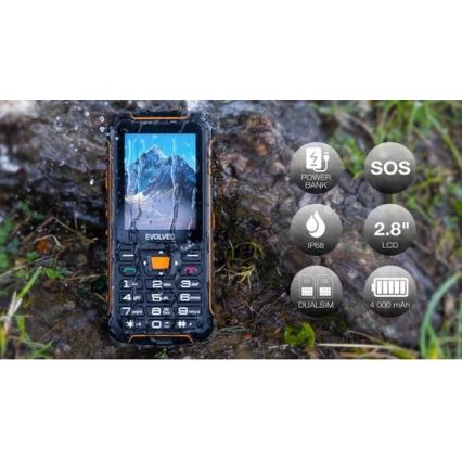 Evolveo - StrongPhone Z6, wasserdichtes Dual-SIM-Telefon schwarz/orange