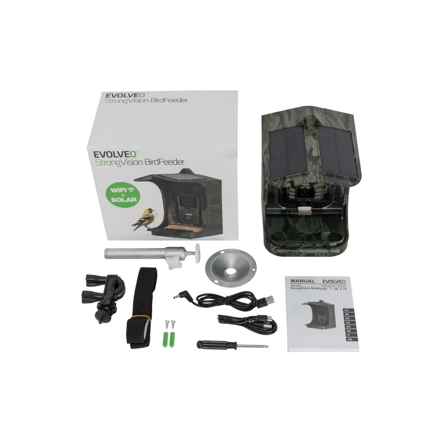 Evolveo - StrongVision BirdFeeder - mangiatoia intelligente per uccelli con telecamera e pannello solare