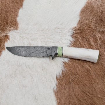 Exklusives Damastmesser 13 cm Serpentinit/Rentiergeweih
