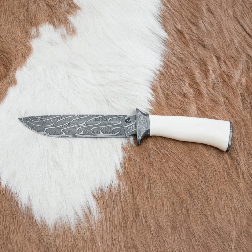 Exklusives Damastmesser 15 cm Mammut-Elfenbein