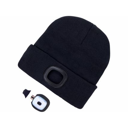 Extol - Berretto con lampada frontale a LED, ricarica USB (300 mAh), nero, taglia unica