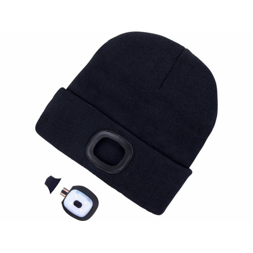 Extol - Berretto con lampada frontale a LED, ricarica USB (300 mAh), nero, taglia unica