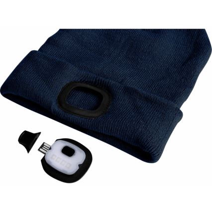 Extol - Berretto con lampada frontale a LED ricaricabile via USB, batteria 250 mAh, blu, taglia unica