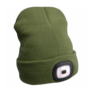 Extol - Bonnet à lampe frontale rechargeable USB 300 mAh, vert, taille unique