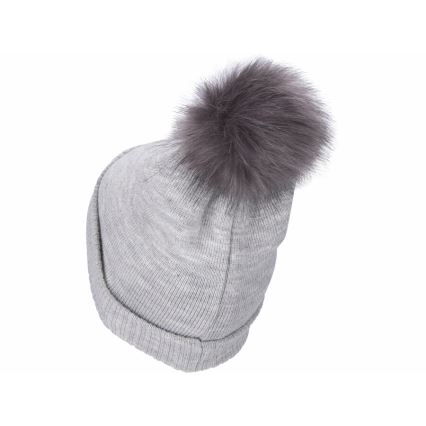 Extol - Bonnet avec lampe frontale rechargeable par USB, batterie 300 mAh, gris avec pompon, taille unique