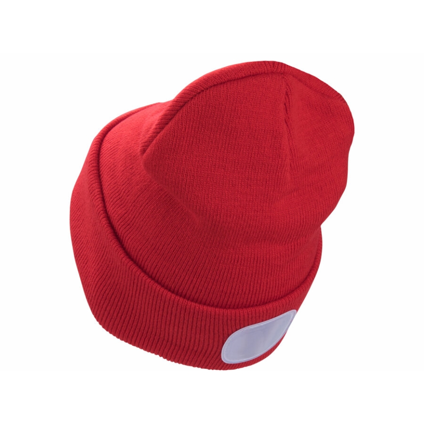 Extol - Bonnet avec lampe frontale rechargeable par USB (batterie 300 mAh), rouge, taille unique