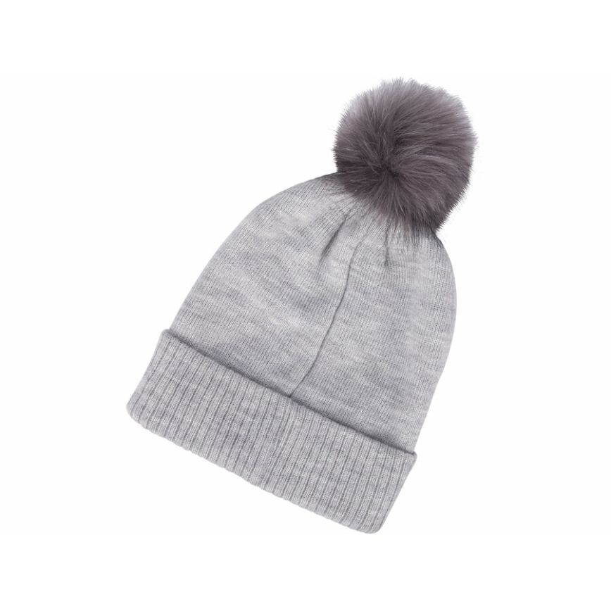 Extol - Cappello con lampada frontale e ricarica USB 300 mAh grigio con pompon taglia UNI