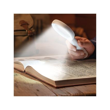 Extol - Dimmbare, wiederaufladbare LED-Lupe mit LED-Beleuchtung/650 mAh weiß/grau