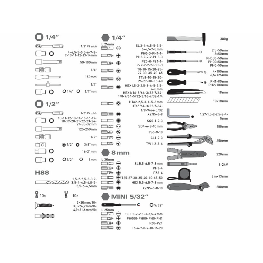 Extol - Jeu d'outils 303 pièces