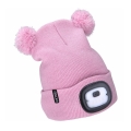 Extol - Kinder-Mütze mit Stirnlampe und USB-Ladefunktion, 250 mAh, rosa mit Bommeln, Größe: Kinder