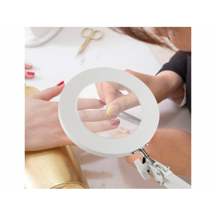 Extol - Lampe de table LED à intensité variable avec loupe LED/8W/5V 2900/4500/7500K blanc