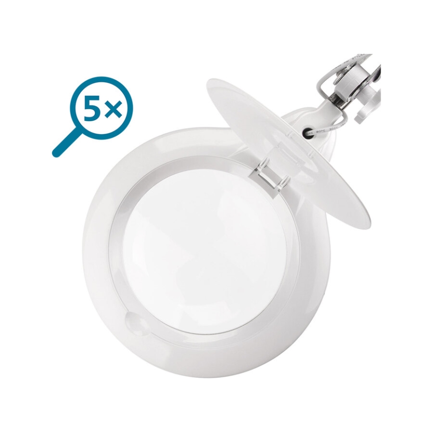 Extol - LED-dimmbare Schreibtischlampe mit Lupe LED/10W/230V weiß