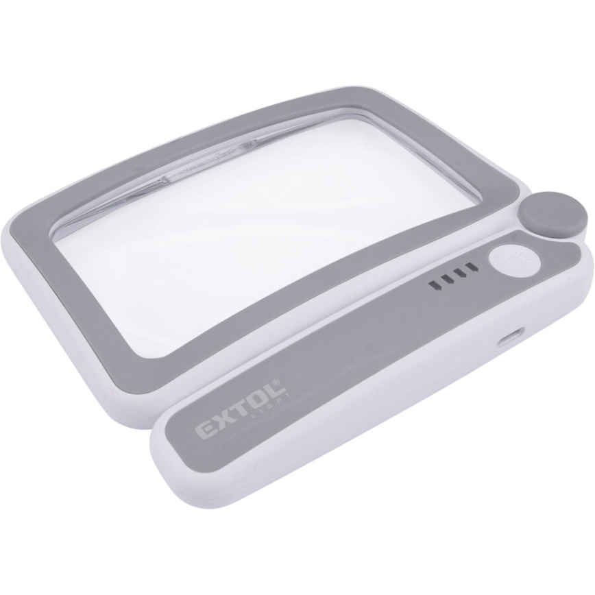 Extol - Loupe pliable rechargeable à éclairage LED à intensité réglable, 650 mAh, blanc/gris