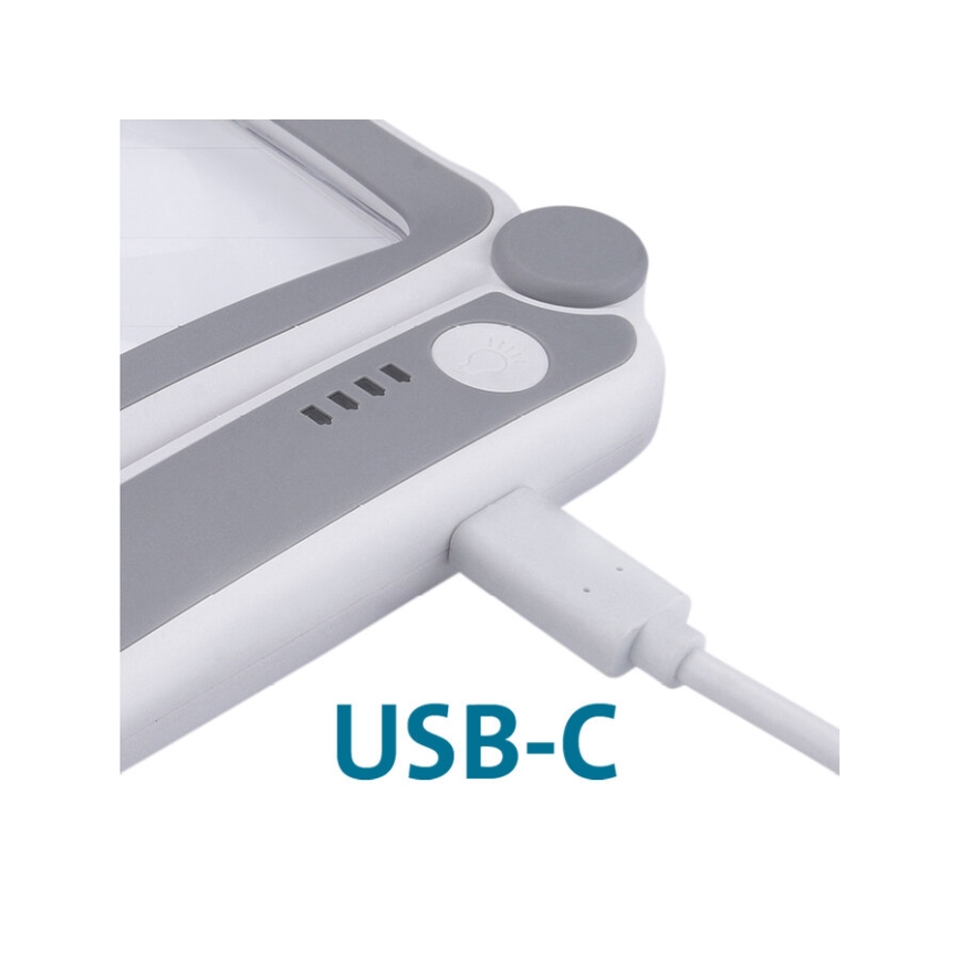 Extol - Loupe pliable rechargeable à éclairage LED à intensité réglable, 650 mAh, blanc/gris