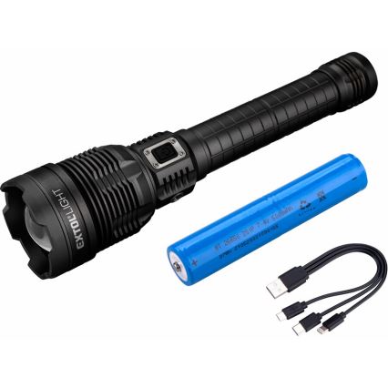 Extol - LED Torcia elettrica ricaricabile dimmerabile con power bank LED/60W/10000 mAh 8000 lm IPX4 nero