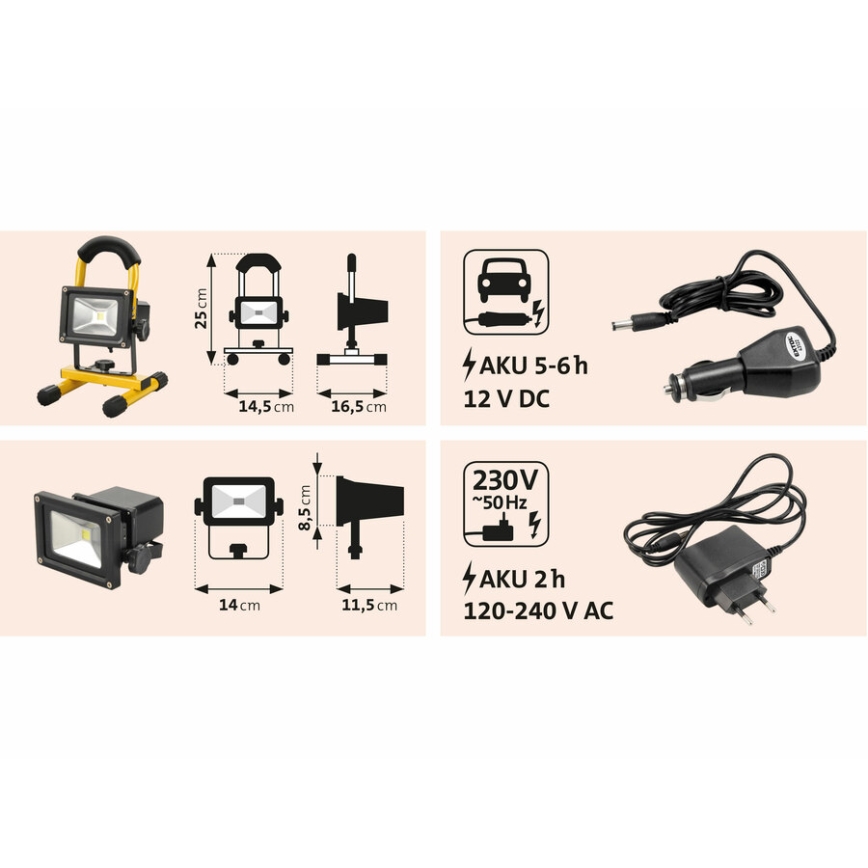 Extol - LED Wiederaufladbarer Scheinwerfer LED/10W/3600 mAh/8,4V IP65