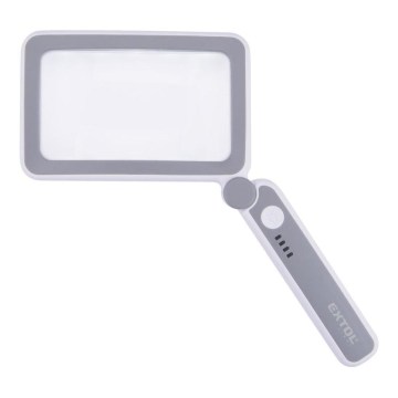 Extol - Loupe pliable rechargeable à éclairage LED à intensité réglable, 650 mAh, blanc/gris