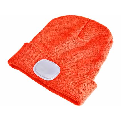Extol - Mütze mit integrierter Stirnlampe und USB-Ladefunktion, 250 mAh, neonorange, Gr. UNI