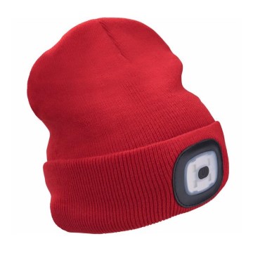 Extol - Mütze mit integrierter Stirnlampe und USB-Ladefunktion 300 mAh, rot, Gr. UNI
