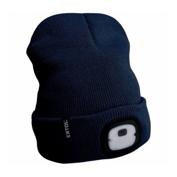 Extol - Mütze mit Stirnlampe und USB-Ladefunktion 250 mAh, blau, Einheitsgröße