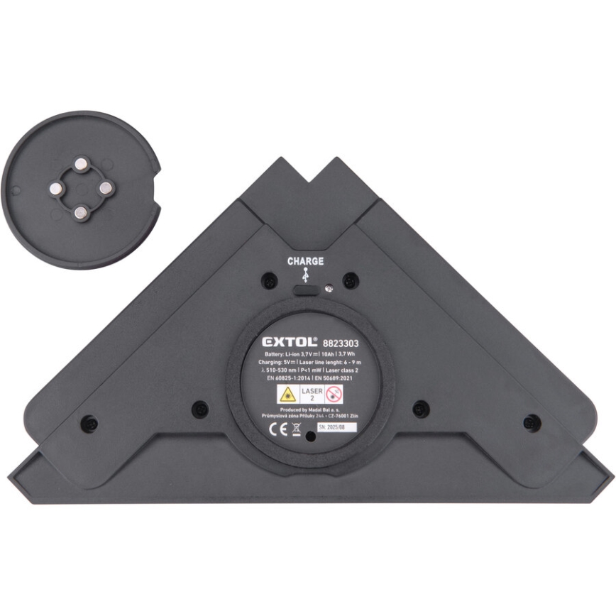Extol Premium - Laserwinkel 90° mit elektrischem Saugnapfmodul 5V/1000 mAh