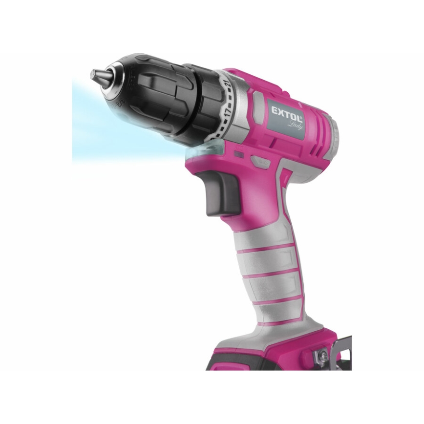 Extol - Tournevis perceuse sans fil 1300 mAh 12V rose