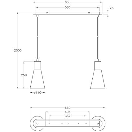 Fabas 2753/46/138 - Lustre avec fil DIANA 2xE27/60W/230V
