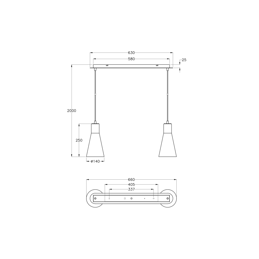 Fabas 2753/46/138 - Lustre avec fil DIANA 2xE27/60W/230V