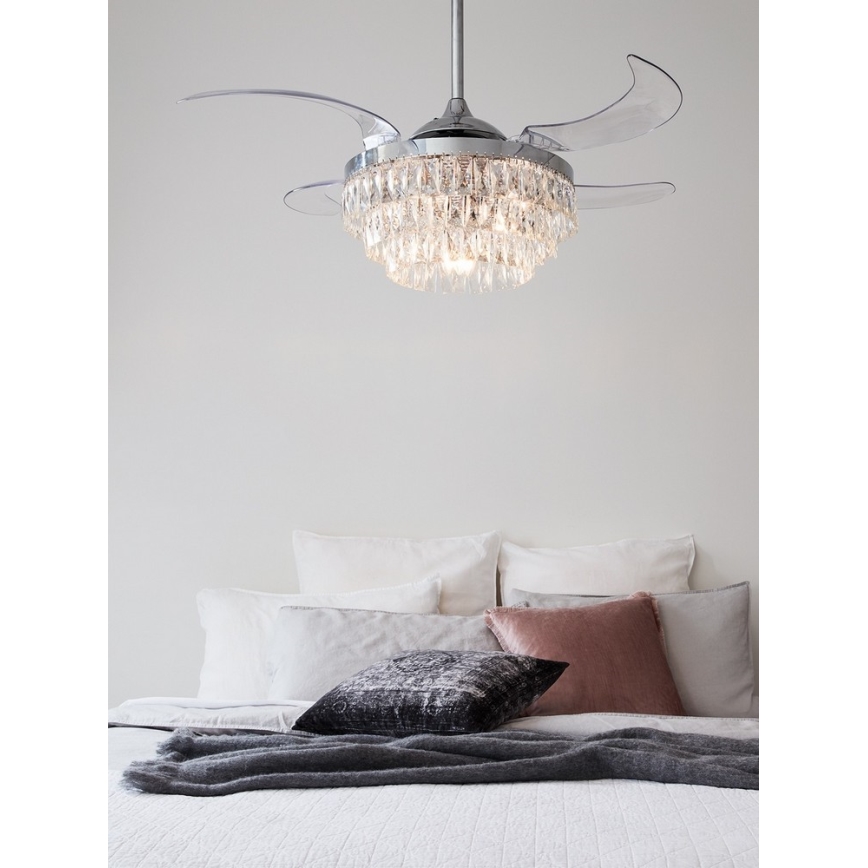 FANAWAY 212923 - LED-Deckenventilator VEIL 6xE14/4,5W/230V glänzendes Chrom + Fernbedienung