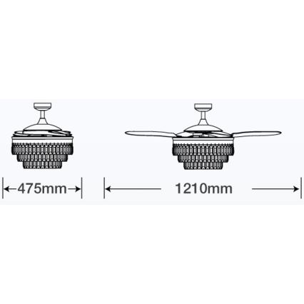 FANAWAY 212923 - LED-Deckenventilator VEIL 6xE14/4,5W/230V glänzendes Chrom + Fernbedienung