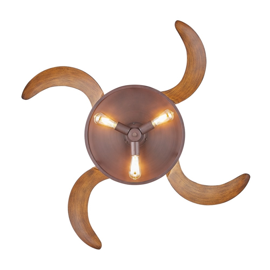 FANAWAY 212925 - Plafoniera LED CLASSIC 3xE27/4W/230V marrone + telecomando