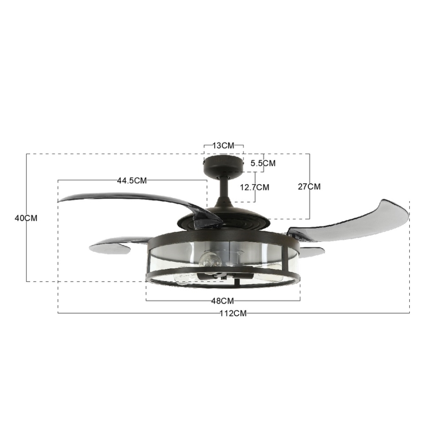 FANAWAY 212927 - LED-Deckenventilator CLASSIC 3xE27/4W/230V schwarz + Fernbedienung