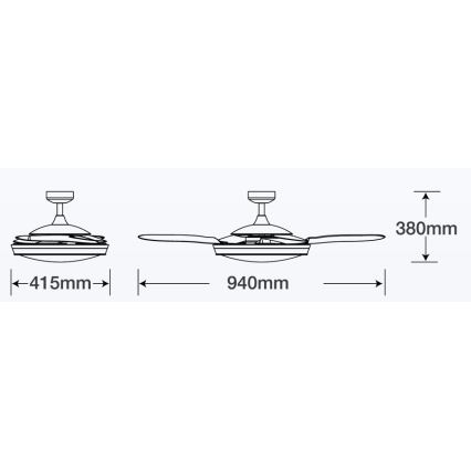 FANAWAY 212982 - Ventilatore da soffitto EVORA 2xE27/20W/230V cromo lucido + telecomando