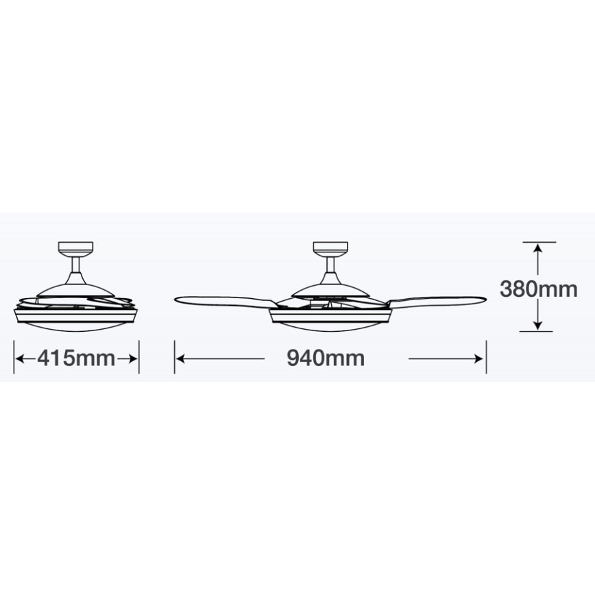 FANAWAY 212982 - Ventilatore da soffitto EVORA 2xE27/20W/230V cromo lucido + telecomando