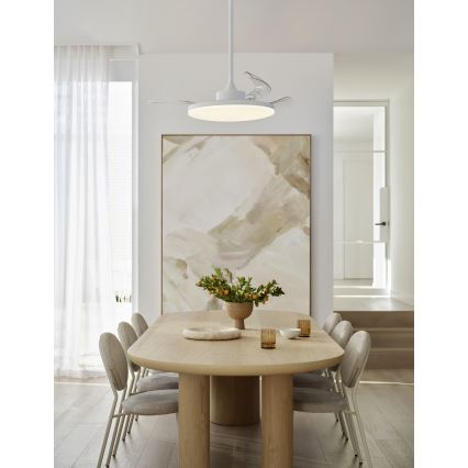 FANAWAY 21612949 - Ventilateur de plafond à intensité variable STROLL LED/30W/230V 2700/3500/5000K d. 106 cm blanc/transparent + télécommande