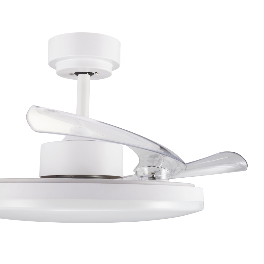 FANAWAY 21612949 - Ventilateur de plafond à intensité variable STROLL LED/30W/230V 2700/3500/5000K d. 106 cm blanc/transparent + télécommande
