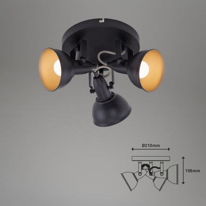 Faretto 3xE14/40W/230V nero